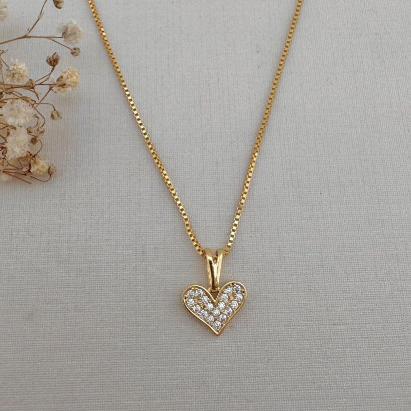 09.2234.1.O - (45) Colar de veneziana com pingente coração cravejado