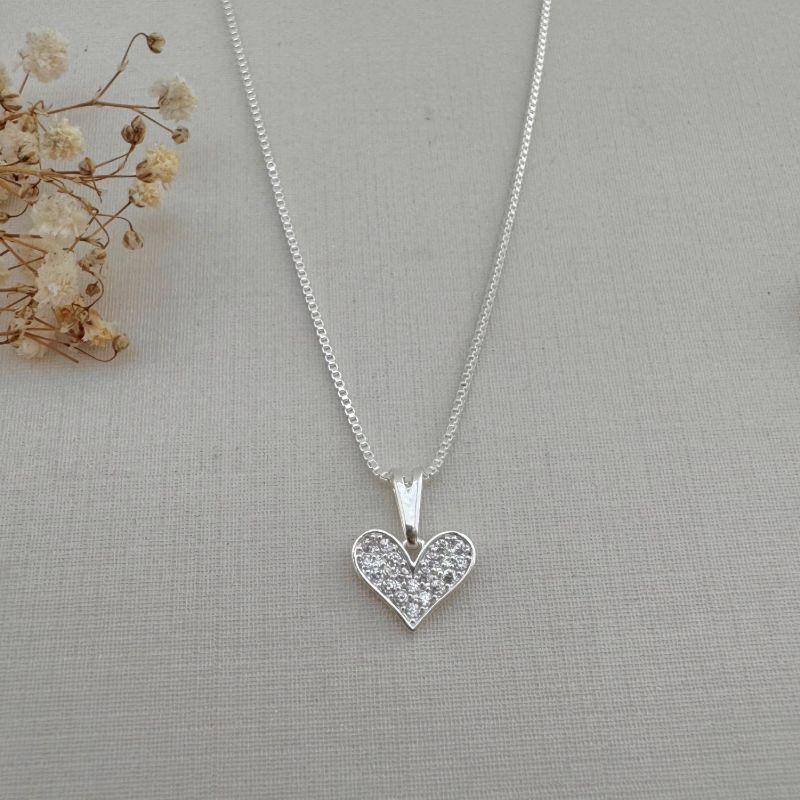 09.2234.1.S - (45) Colar de veneziana com pingente coração cravejado