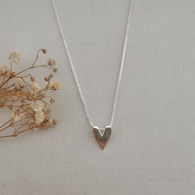 09.2241.0.S - (40+10) Colar de veneziana com pingente de coração chapa lisa