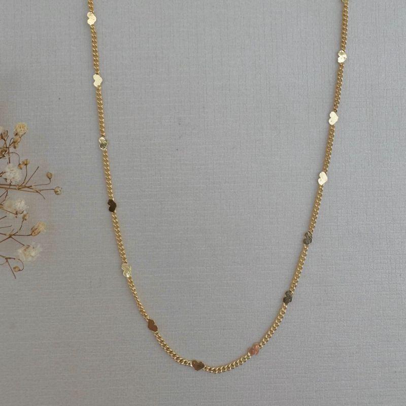 09.2250.0.O - (42) Colar de elos grumet com mini corações em chapa