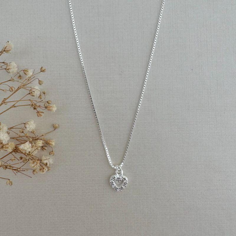 09.2264.1.S - (45) Colar veneziana com pingente de silhueta de coração cravejado