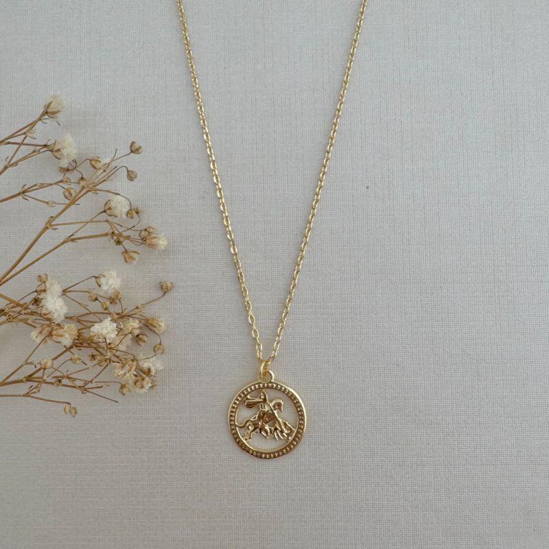 09.2278.0.O - (45) Colar de elos ovais com pingente de São Jorge em circulo liso