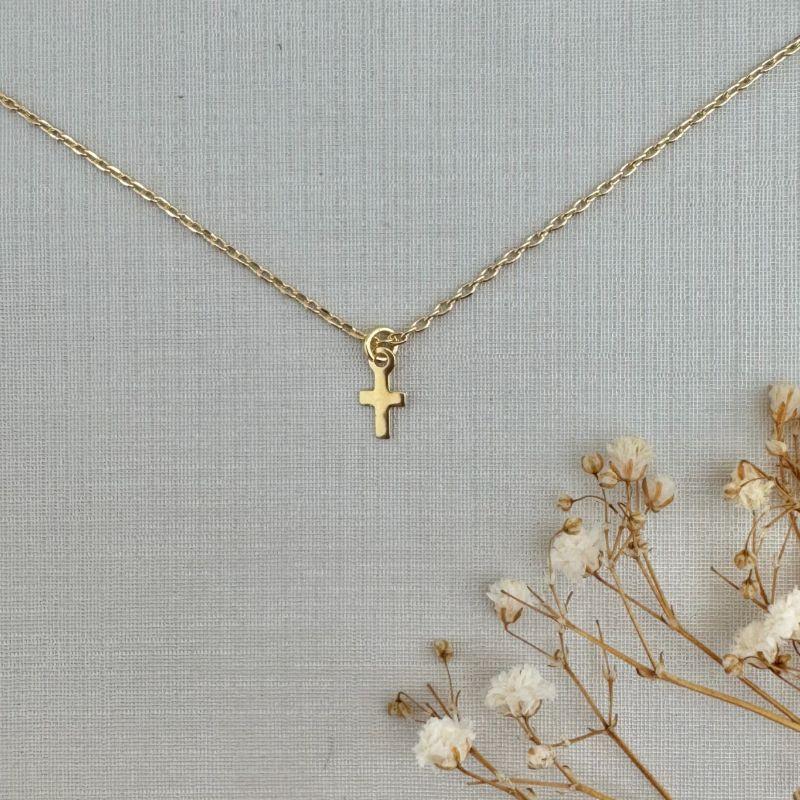 09.2322.0.O - (45) Colar de elos ovais mini com pingente de cruz em chapa