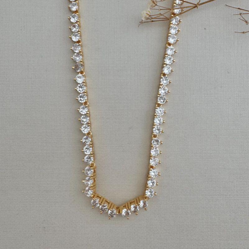 09.2329.1.O - (45) Colar riviera de trio de pontos de luz com fecho pressão