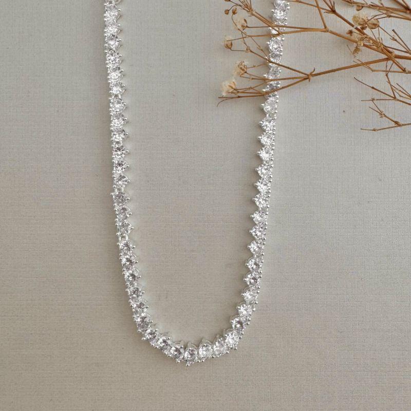 09.2329.1.S - (45) Colar riviera de trio de pontos de luz com fecho pressão