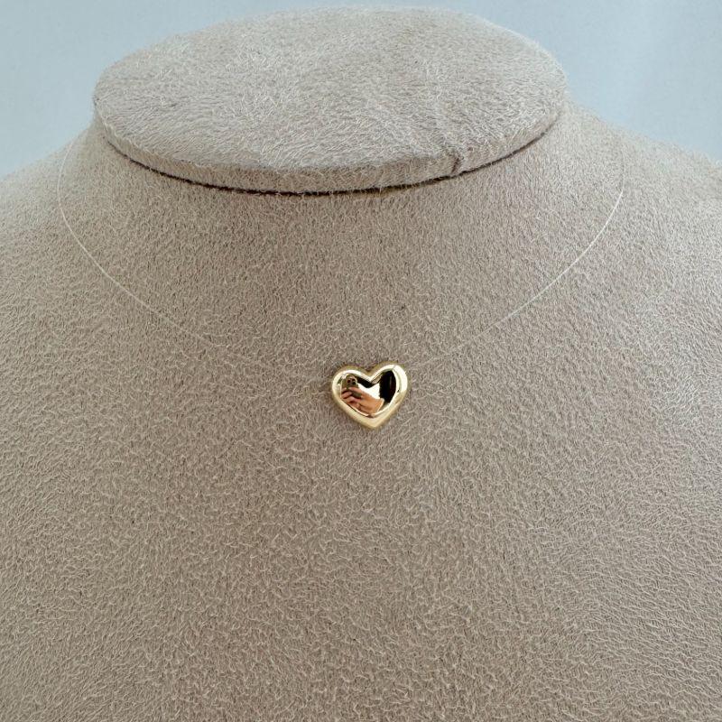 09.2339.0.O - Colar de pingente flutuante, coração em chapa liso com detalhes