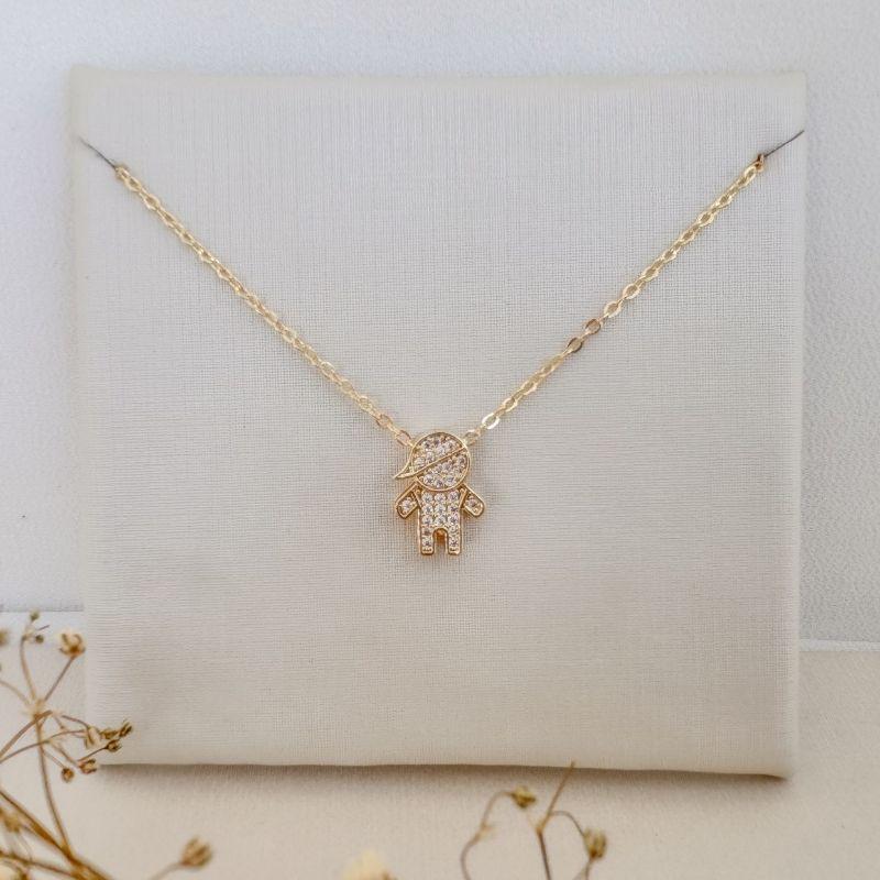 09.2344.1.O - (45) Colar menino cravejada em galeria com corrente elos ovais