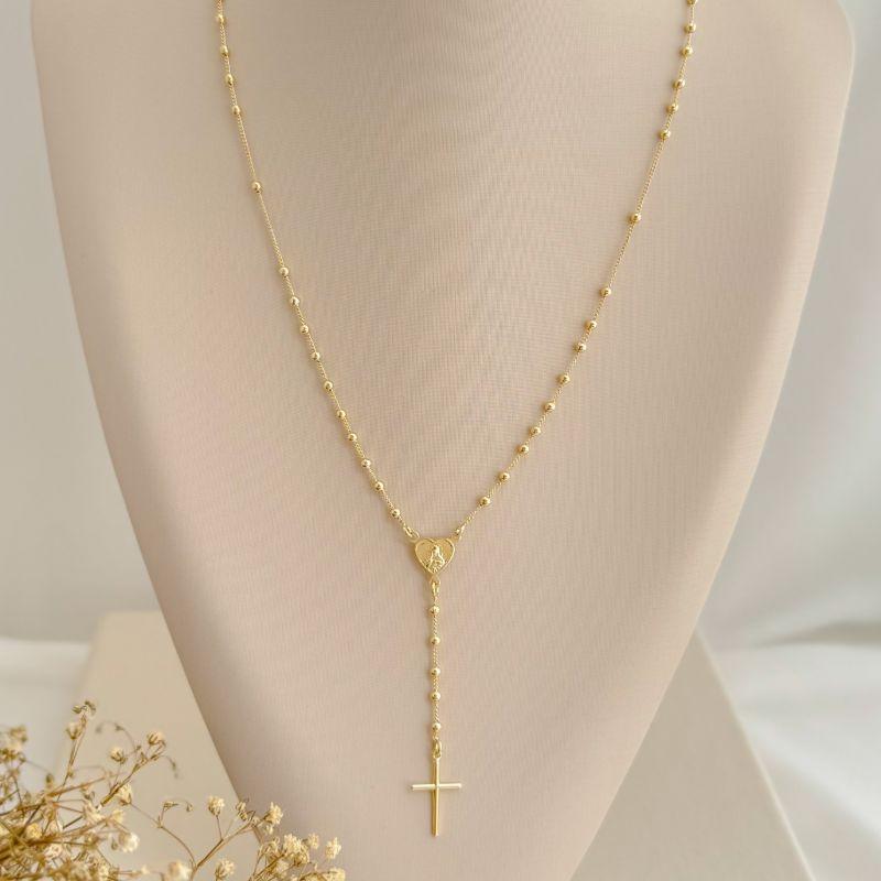 09.2354.0.O - (50) Rosario clássico com coração e imagem do Sagrado Coração de Jesus