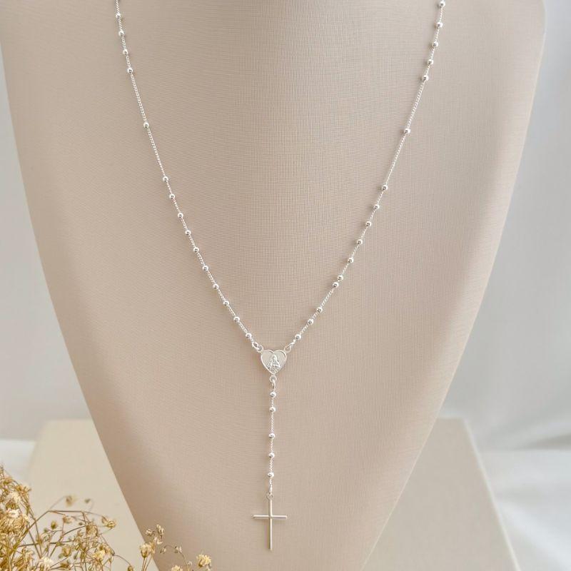 09.2354.0.S - (50) Rosario clássico com coração e imagem do Sagrado Coração de Jesus