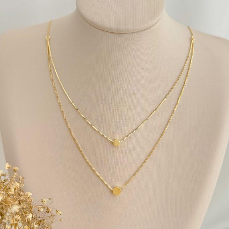 09.2357.0.O - (Duplo) Colar de venezianas com pingentes de moedas lisas