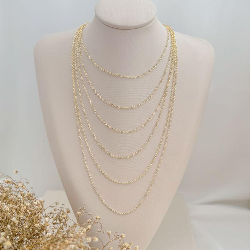 09.2369.0.O - (32cm até longo) Colar multi fios (seis fios) de elo americano