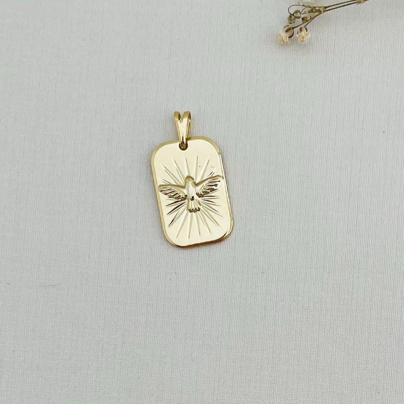 11.0597.0.O - Pingente em placa retangular ocm espirito santo desenhado liso