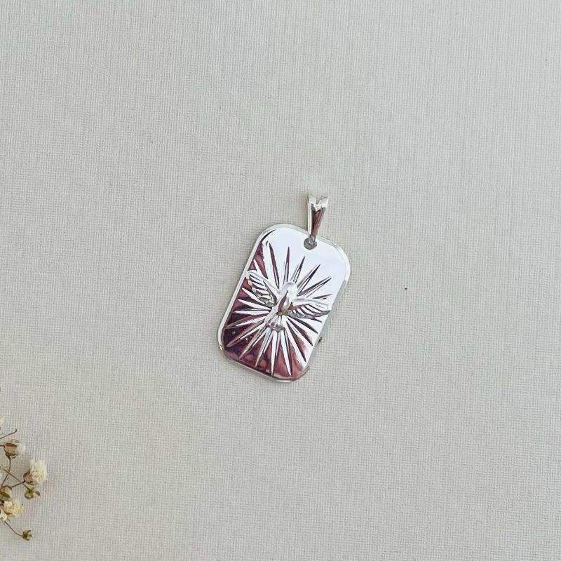 11.0597.0.S - Pingente em placa retangular ocm espirito santo desenhado liso