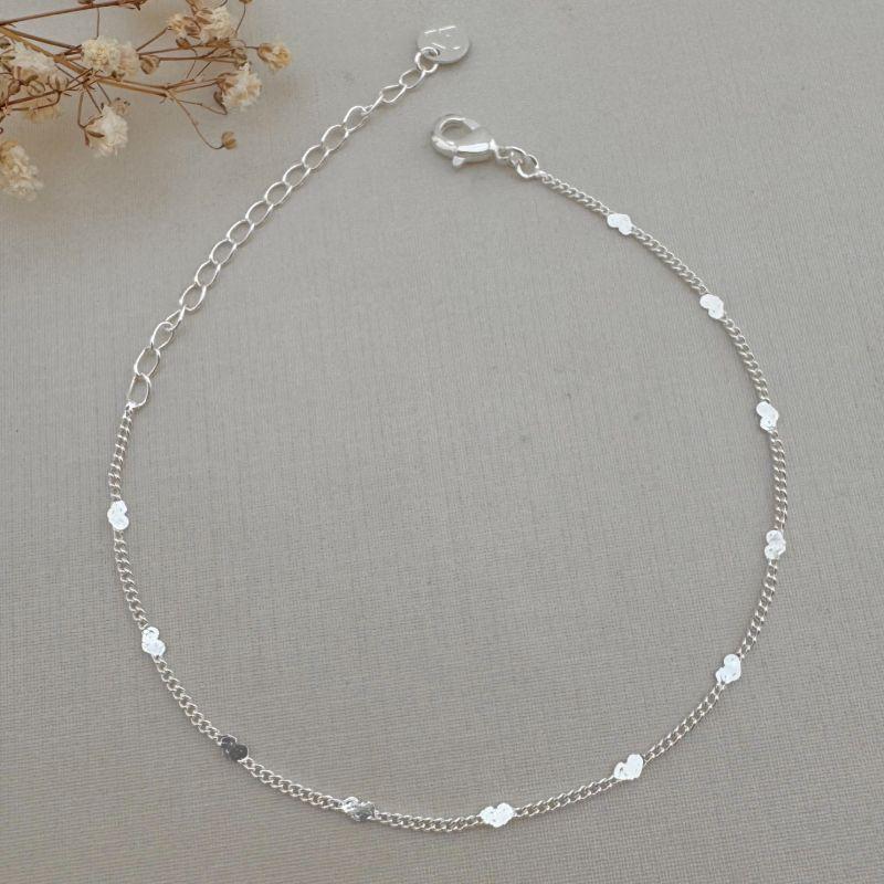 12.2127.0.S - Pulseira de elos grumet com micro chapas em corações lisos