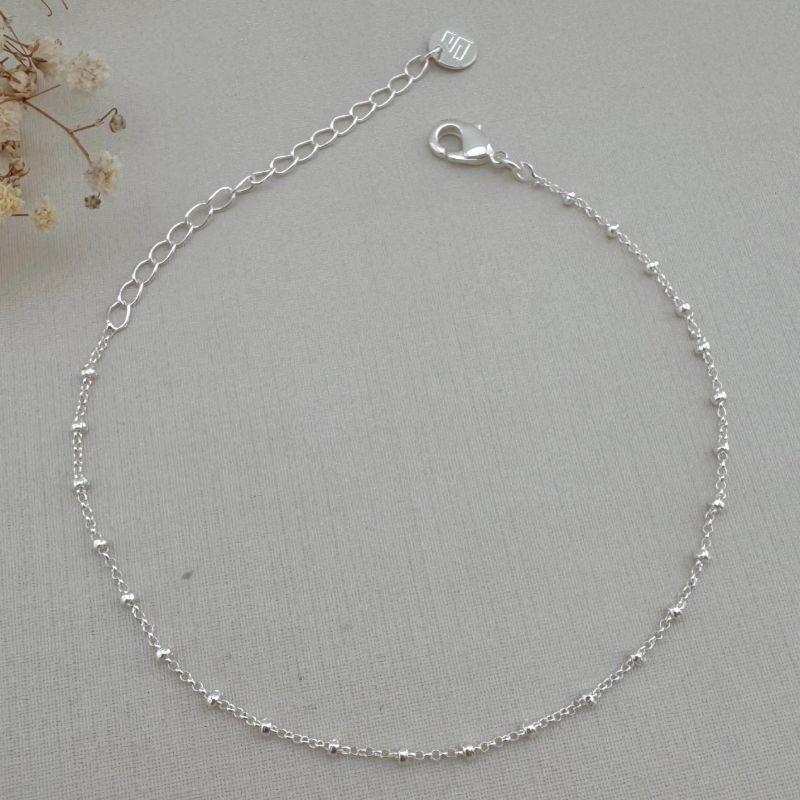 12.2128.0.S - Pulseira de elos ovais com mini bolinhas lisas espaçadas