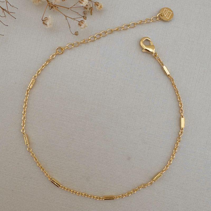 12.2129.0.O - Pulseira de elos ovais com traços quadrados lisos espaçados