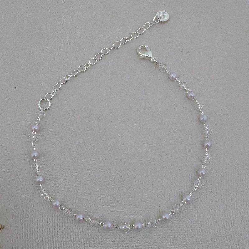 12.2138.15.S - Pulseira de pérolas e cristais acrílicos intercalados