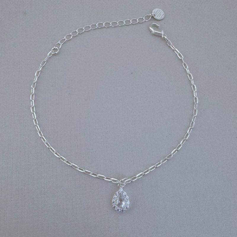 12.2142.1.S - Pulseira de elos americanos com pingente de ponto de luz gota com uma fileira de cravação em volta