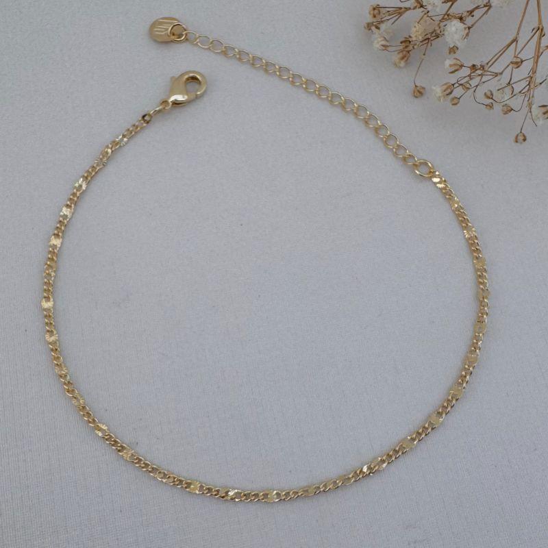 12.2143.0.O - Pulseira de micro elos grumet com efeito amassado espaçado