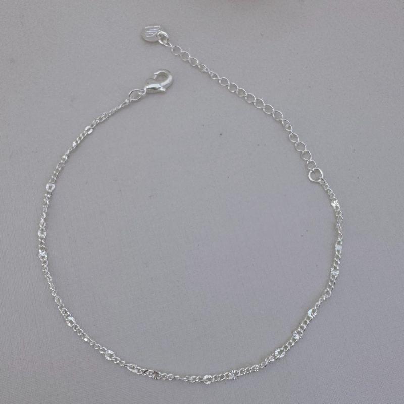 12.2143.0.S - Pulseira de micro elos grumet com efeito amassado espaçado