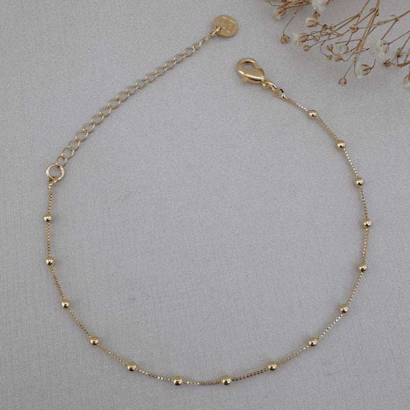 12.2145.0.O - Pulseira de malha veneziana com bolinhas lisas espaçadas