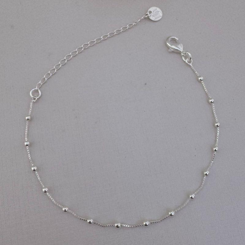 12.2145.0.S - Pulseira de malha veneziana com bolinhas lisas espaçadas