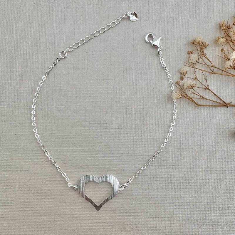 12.2149.0.S - Pulseira de elos americano com silhueta de coração liso