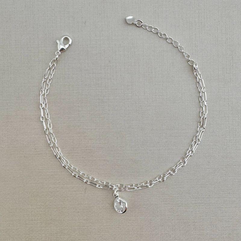 12.2151.1.S - Pulseira dupla de elos diferentes com ponto de luz em ingles