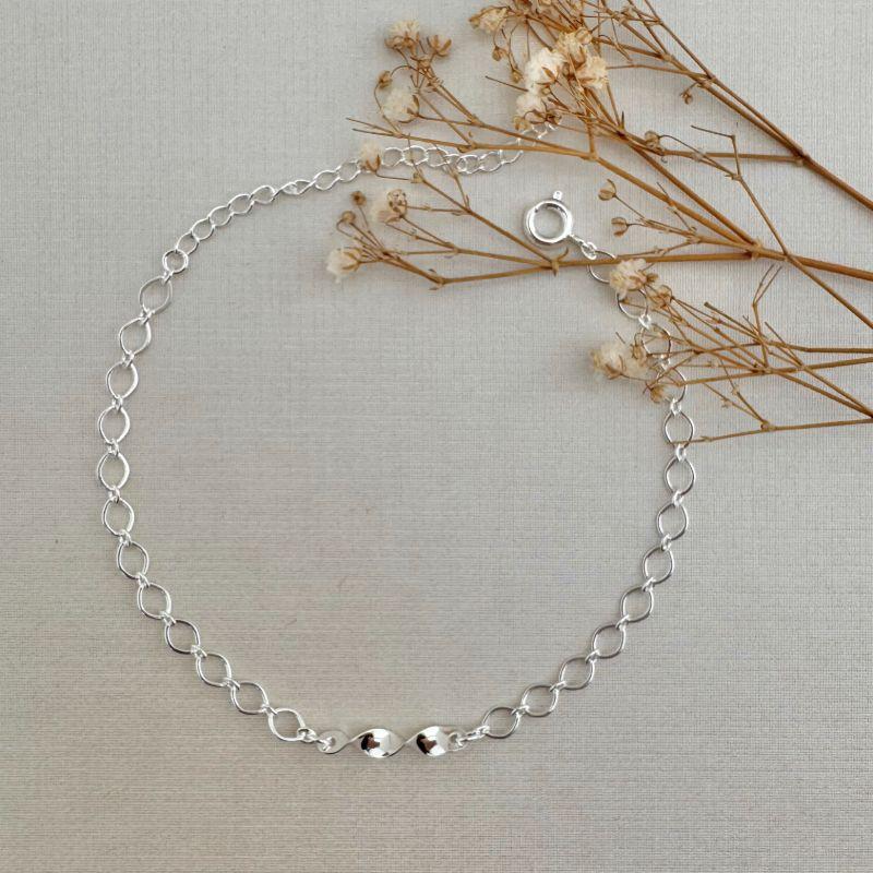 12.2153.0.S - Pulseira de elos ovais grandes com central e chapa espiral