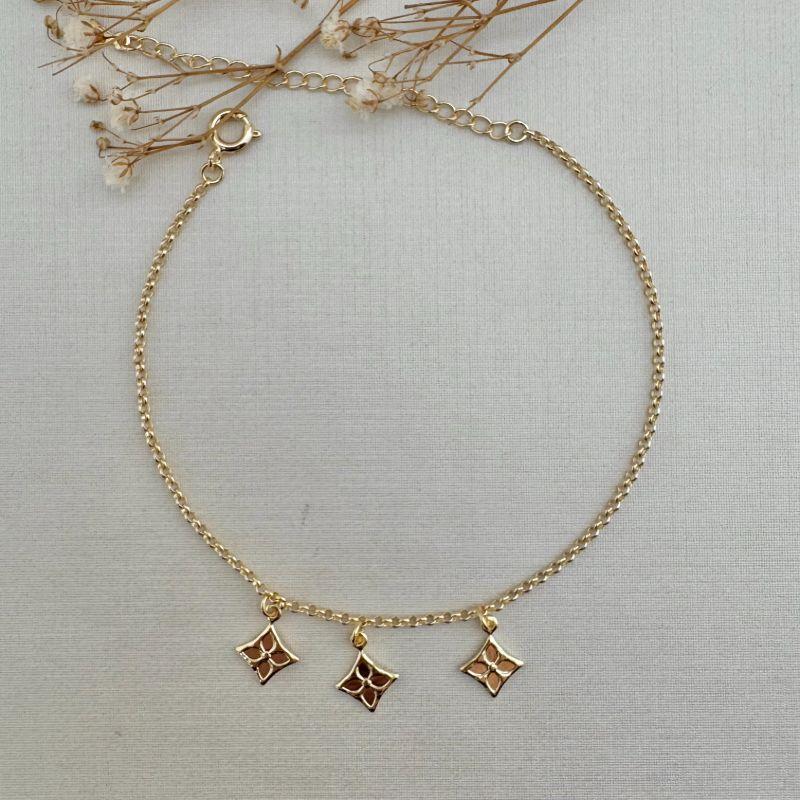 12.2155.0.O - Pulseira de elos portugues com pingentes losangos lisos