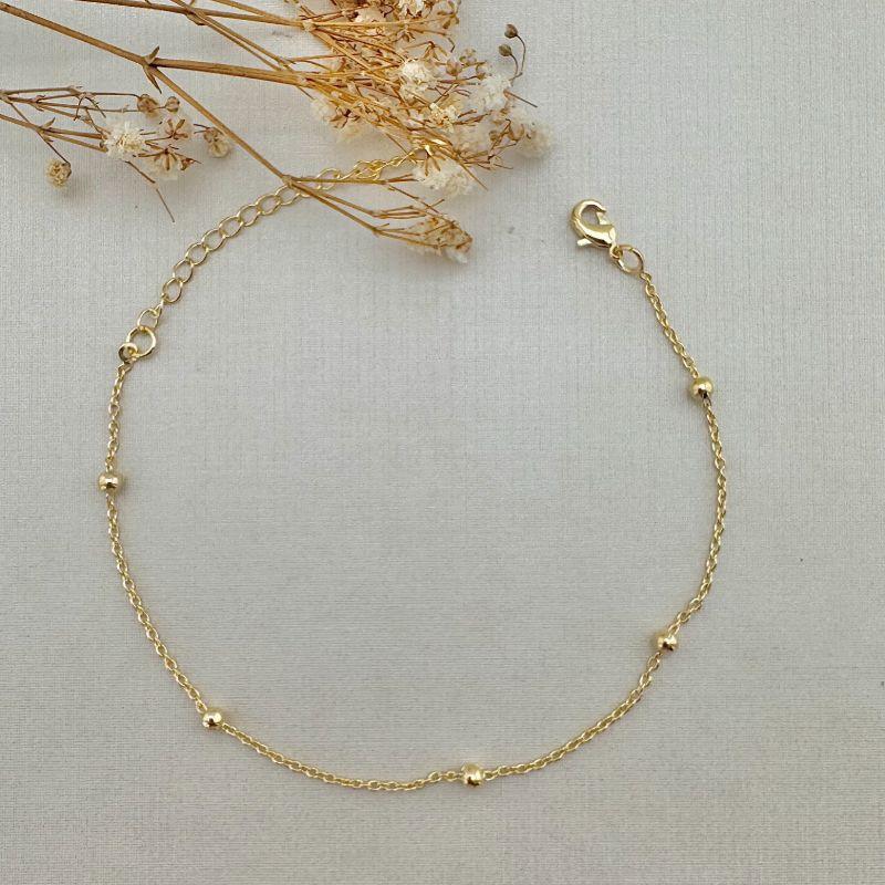 12.2164.0.O - Pulseira de elos ovais ocom bolinhas lisas espaçadas