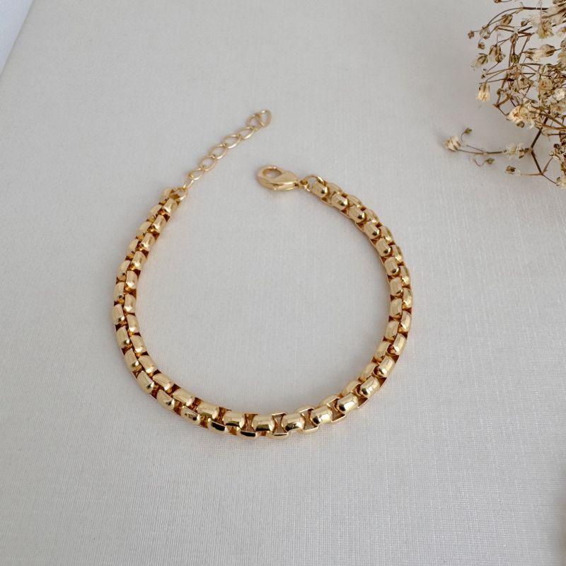 12.2178.0.O - Pulseira de elos veneziana quadrada lisa polida.