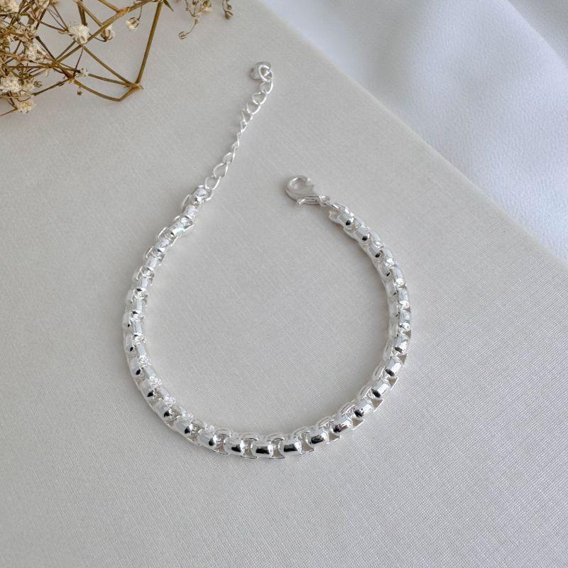 12.2178.0.S - Pulseira de elos veneziana quadrada lisa polida.