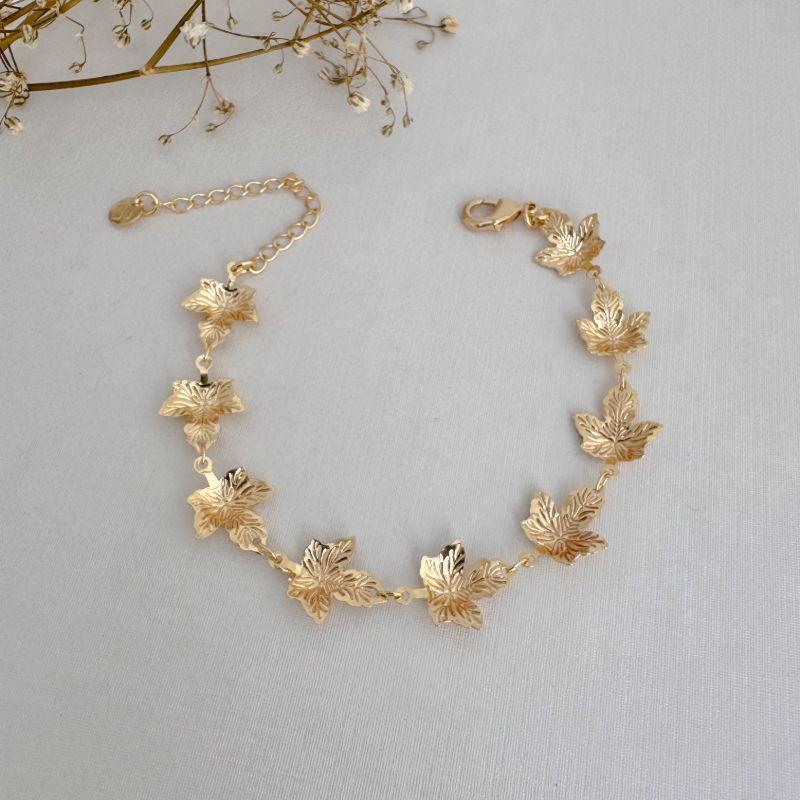 12.2181.0.O - Pulseira de folhas de bordo por inteiro em chapa desenhada lisa