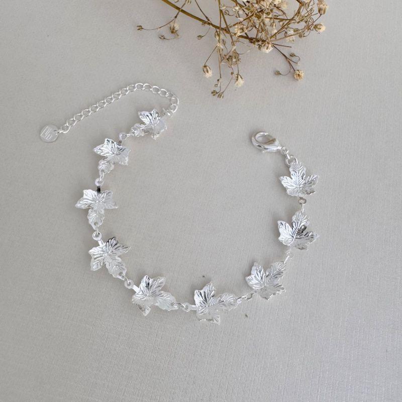 12.2181.0.S - Pulseira de folhas de bordo por inteiro em chapa desenhada lisa