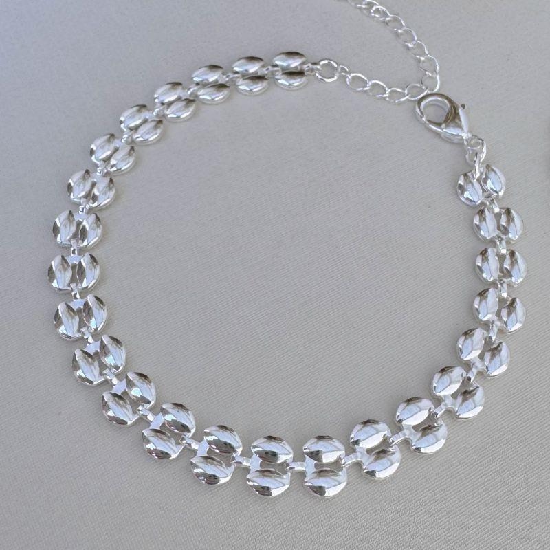 12.2193.0.S - Pulseira de malha joaninha polida lisa. dois navetes baixos