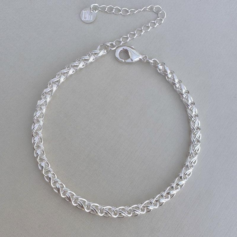 12.2195.0.S - Pulseira de malha trança de trigo circular liso