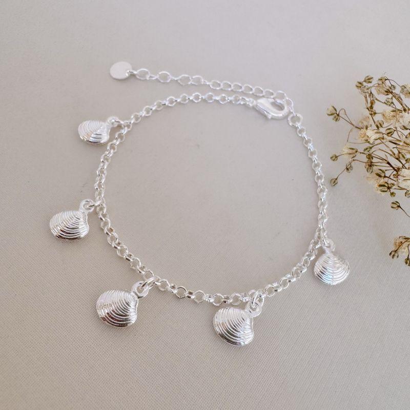 12.2206.0.S - Pulseira quatro conchas desenhadas em corrente elo portugues