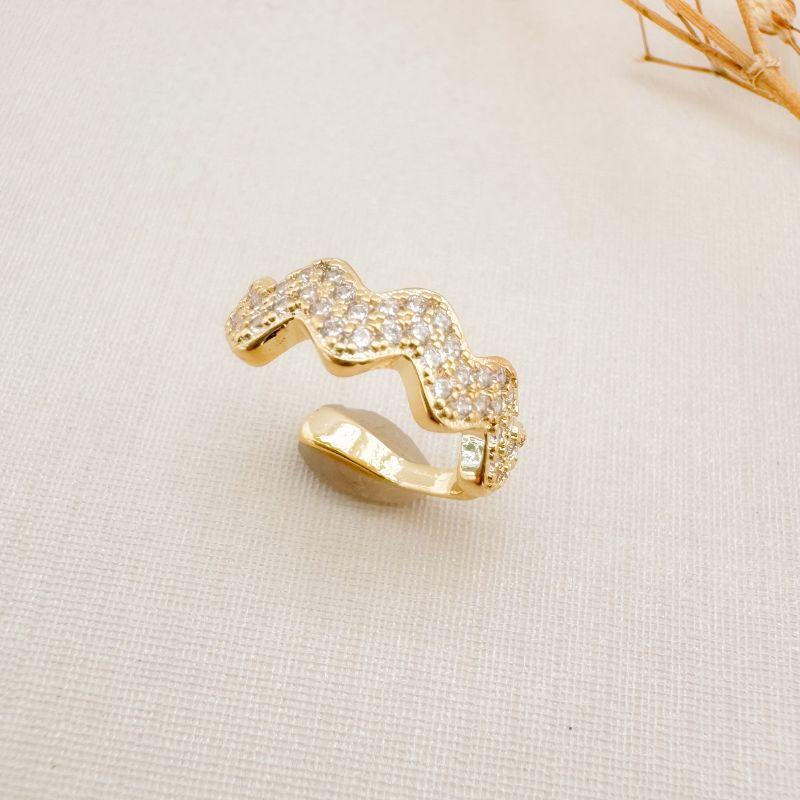 13.0251.1.O - Piercing em desenho zig zag de duas fileiras de cravação de borda lisa