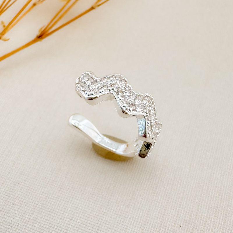 13.0251.1.S - Piercing em desenho zig zag de duas fileiras de cravação de borda lisa