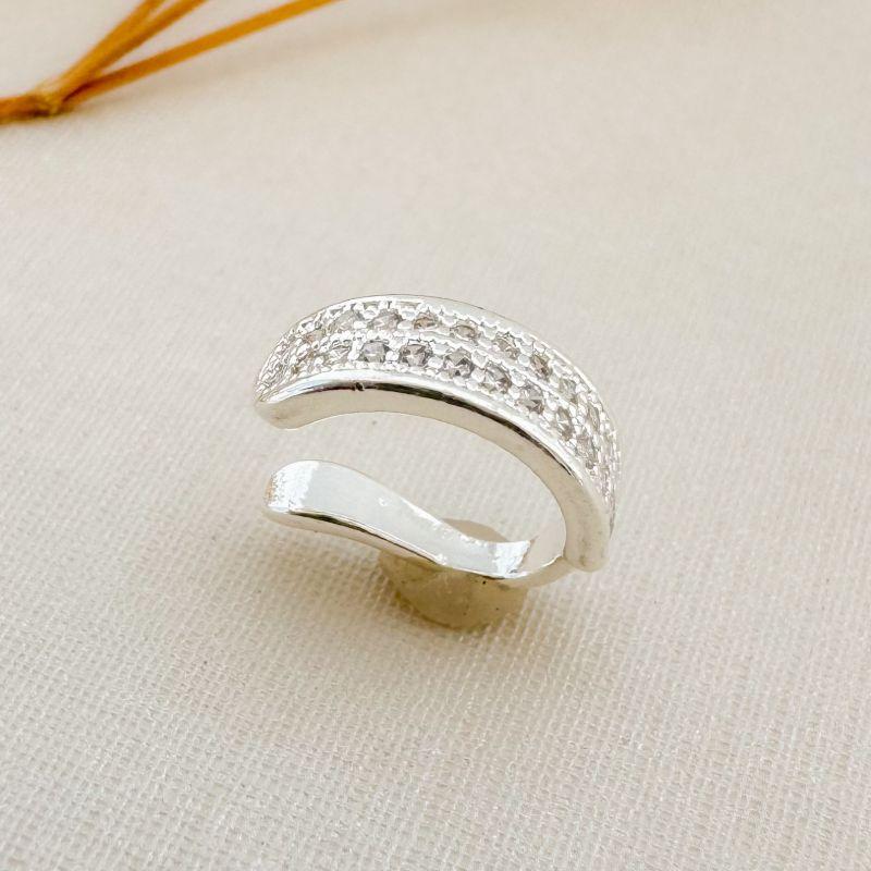 13.0253.1.S - Piercing duas linhas cravejadas retas com borda lisa