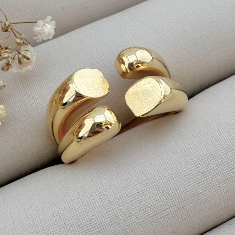 03.2228.0.O - (17 ao 19) Anel liso de aro duplo aberto de gota nas pontas