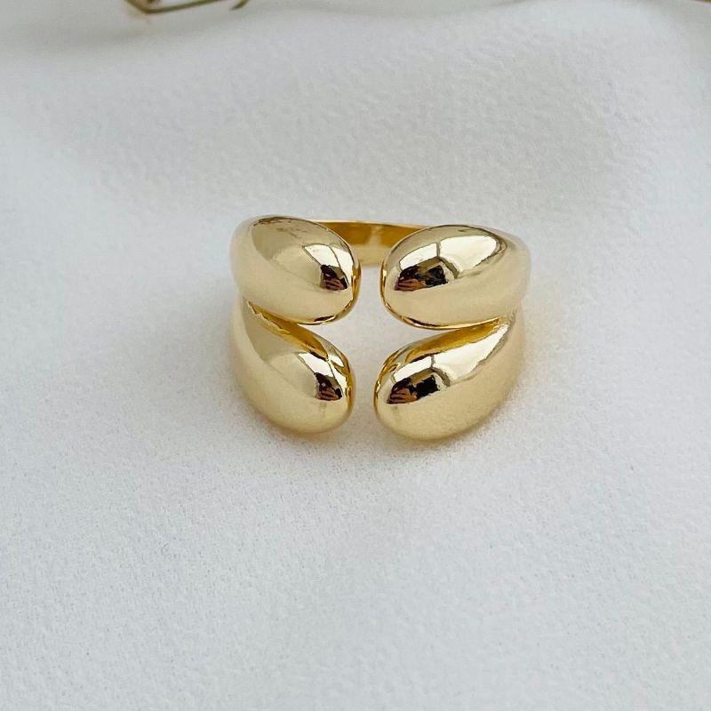 03.2230.0.O - (15 ao 17) Anel aberto liso com duas gotas em cada lado que se encontram