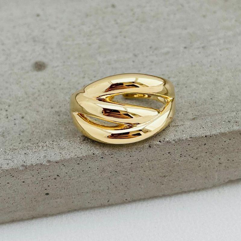 03.2234.0.O - (18 ao 20) Anel de aro aberto em baixo com tres barras lisas tranapassadas em cima