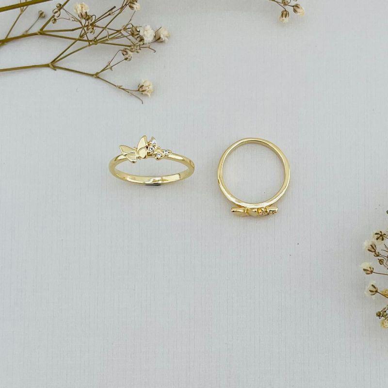 03.2248.1.O - (19) Anel de aro simples com duas borboletas