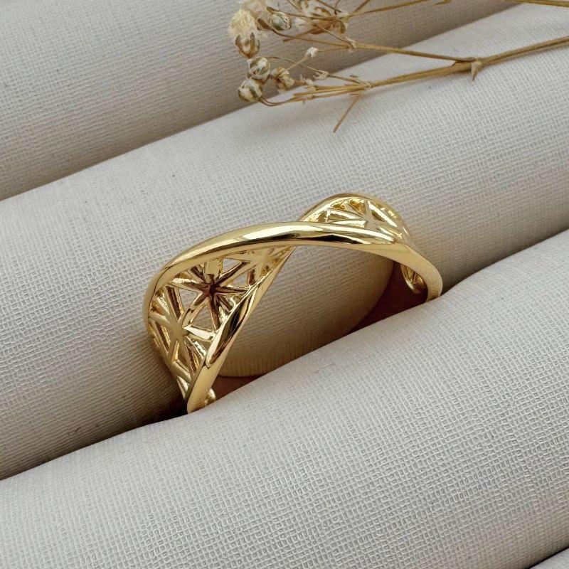 03.2260.0.O - (19) Anel de aro efeito montanha em desenho asterisco liso