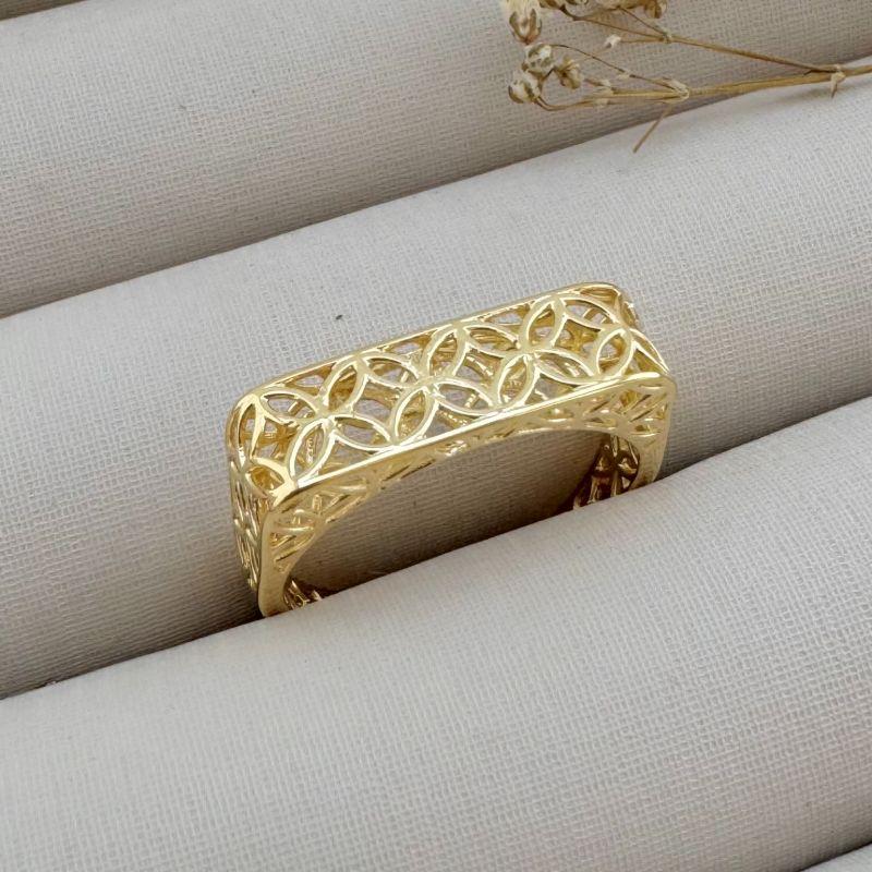 03.2267.0.O - (21,5) Anel de aro quadrado largo com silhuetas navetes lisos