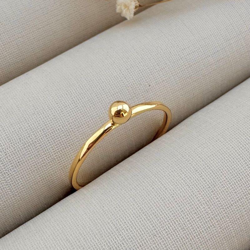 03.2278.0.O - (14) Anel de aro fino liso simples com uma bolinha lisa