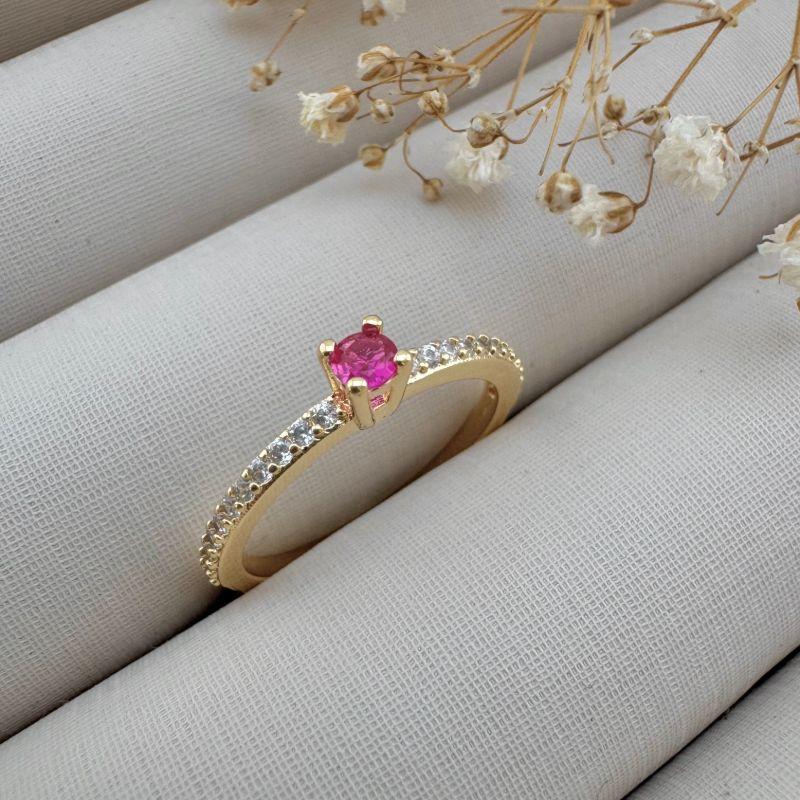 03.2336.6.O - (14) Anel solitário alto de quatro garras com aro cravejado