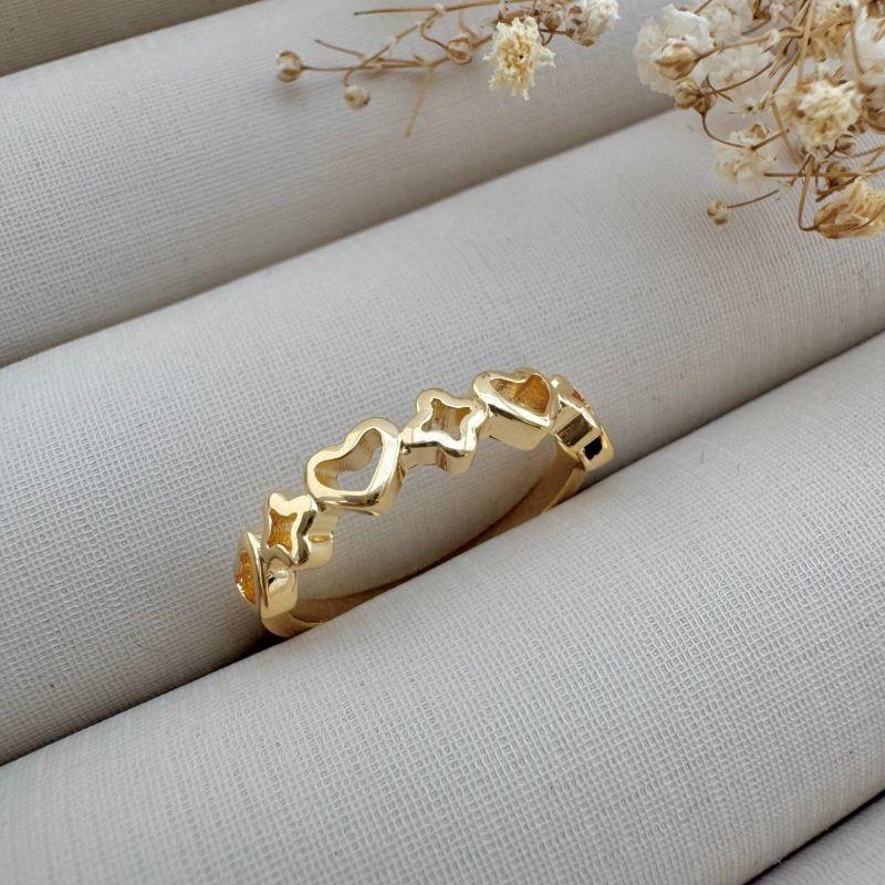 03.2348.0.O - (14) Anel de silhuetas de corações e estrelas lisas com aro liso